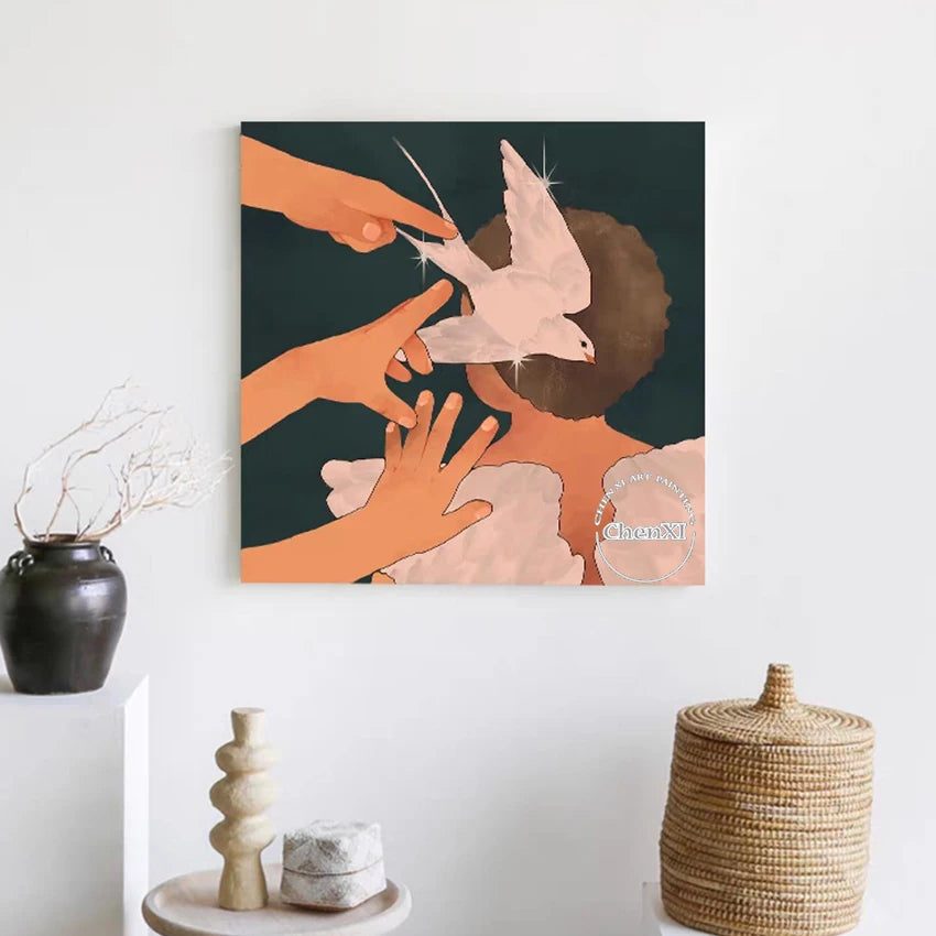 3D Figure Handmade Abstract Canvas Art Picture Bird Painting Frameless Modern Home Decor Artwork Living Room Oil Paintings